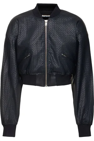 ROTATE Cropped Faux Leather Bomber Jacket