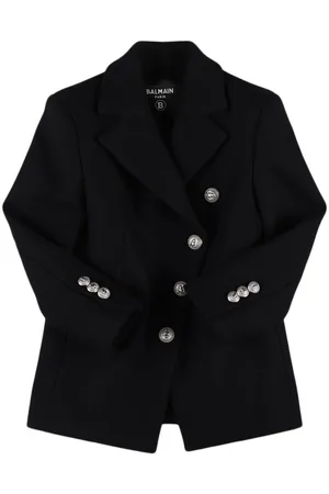 Balmain Asymmetrical Buttoned Wool Blend Coat