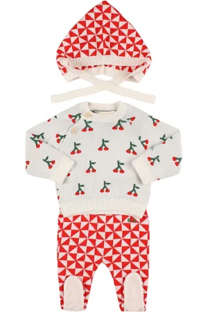 Bobo Choses Cotton Knit Sweater, Leggings And Hat