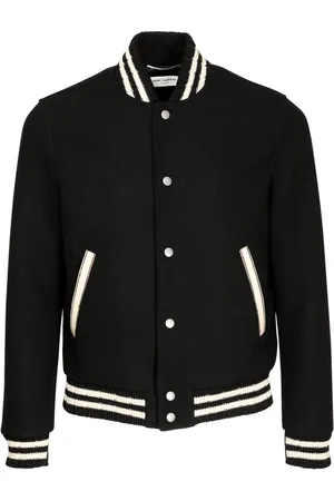 Saint Laurent Logo Patch Wool Blend College Jacket