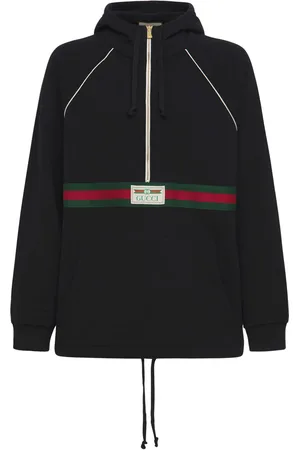Gucci Logo Web Half-zip Cotton Jersey Hoodie