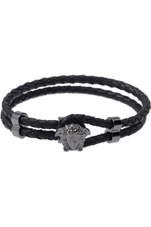 VERSACE Medusa Logo Double Wire Leather Bracelet