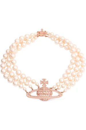 Vivienne Westwood Three Row Faux Pearl Bas Relief Choker