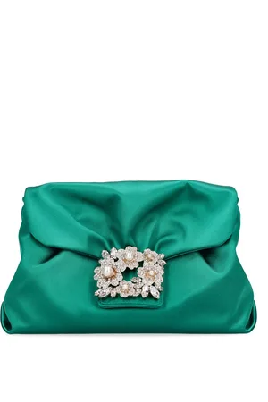 Roger Vivier Rv Bouquet Drape Satin Clutch