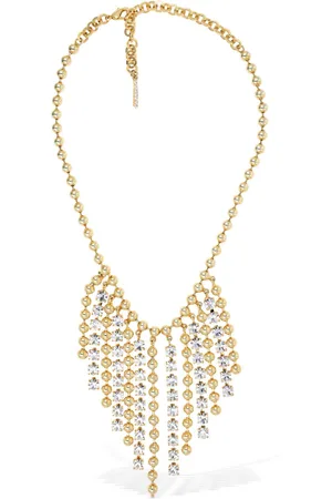 Alessandra Rich Crystal & Chain Fringes Necklace