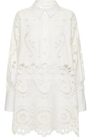 VALENTINO Broderie Cotton Lace Oversize Shirt
