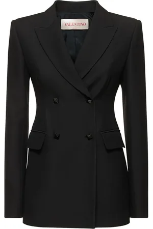 VALENTINO Double Breast Wool & Silk Crepe Blazer