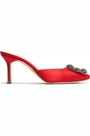 Manolo Blahnik 70mm Hangisi Satin Mules