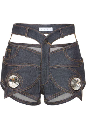 AREA Butterfly Raw Cotton Denim Hot Pants