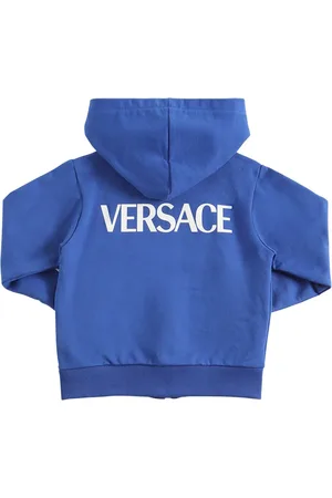 VERSACE Logo & Greca Print Cotton Zip Hoodie
