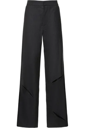 Gauchere Cutout Wool Pinstripe Straight Pants
