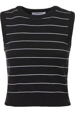 Thom Browne Pinstripe Cashmere Knit Cropped Vest