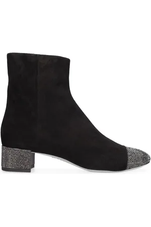 RENE CAOVILLA 40mm Suede & Crystals Ankle Boots