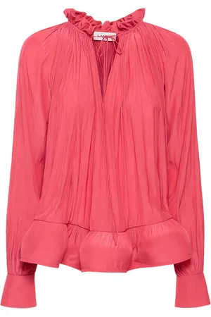 Lanvin Long-sleeve Flared Charmeuse Shirt