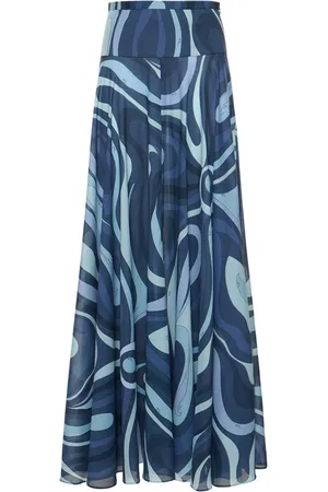Puccini Marmo Printed Cotton Muslin Maxi Skirt