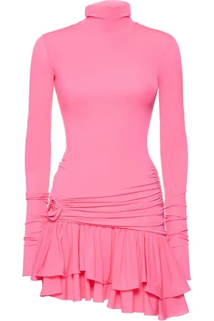 BLUMARINE Jersey Turtleneck Draped Mini Dress