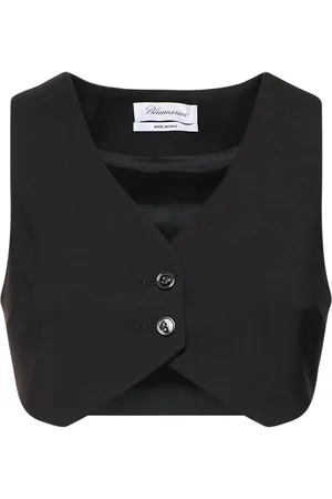 BLUMARINE Wool Crepe Cropped Vest W/ Buttons