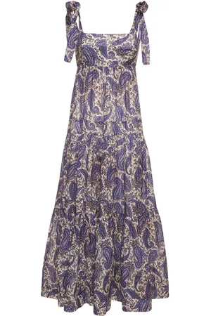 ZIMMERMANN Devi Printed Lace-up Cotton Maxi Dress