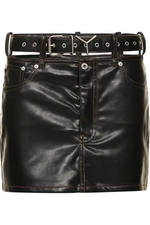 Y / PROJECT Faux Leather Mini Skirt W/logo Belt