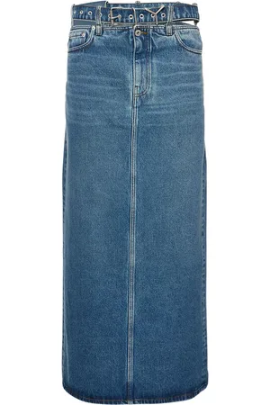 Y / PROJECT Denim Midi Skirt W/logo Belt