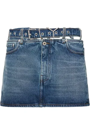 Y / PROJECT Denim Mini Skirt W/ Logo Belt