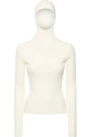 ANDREADAMO Ribbed Knit Viscose Blend Hooded Top