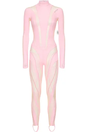 MUGLER Lvr Exclusive Jersey & Tulle Jumpsuit