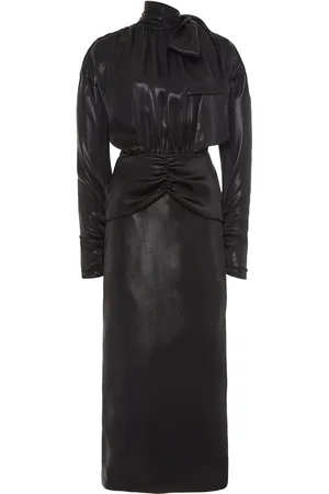 Alessandra Rich Open Back Laminated Cady Midi Dress