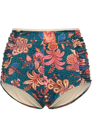 ULLA JOHNSON Finn Printed Stretch Tech Bikini Bottoms