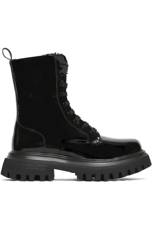 Dolce & Gabbana Patent Leather Boots W/ Logo