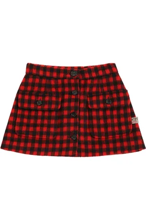 Nº21 Check Print Wool Blend Mini Skirt