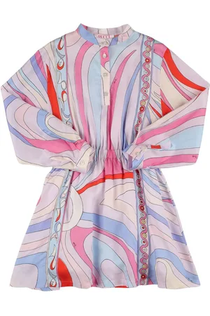 Puccini Printed Viscose Long Sleeve Midi Dress