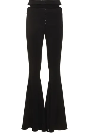 MUGLER Viscose Crepe Flared Pants W/ Hooks