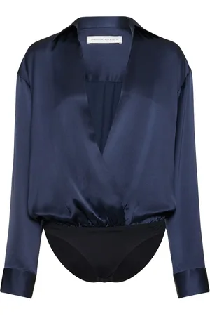 CHRISTOPHER ESBER Silk Satin V-neck Bodysuit