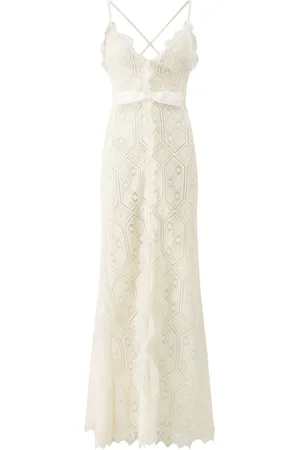 Giambattista Valli Macramé Ruched Maxi Dress W/ Bow