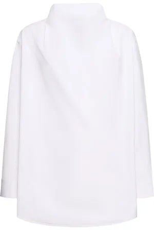 Jil Sander Draped Neck Cotton Poplin Shirt