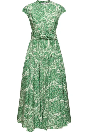 Giambattista Valli Printed Cotton Poplin Draped Long Dress
