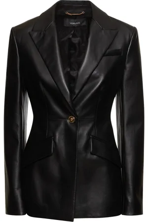 VERSACE Single Breast Nappa Leather Jacket