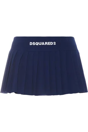 Dsquared2 Viscose Knit Logo Pleated Mini Skirt