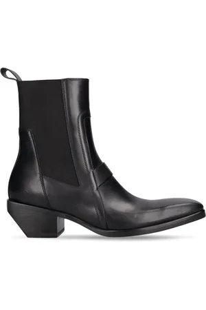 Rick Owens Heeled Sliver Leather Ankle Boots