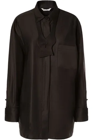 Max Mara Marea Oversized Cotton Shirt W/ Bow Tie
