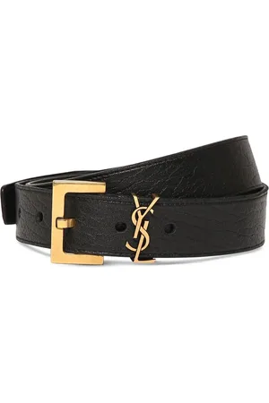 Saint Laurent 30mm Cassandre Leather Buckle Belt