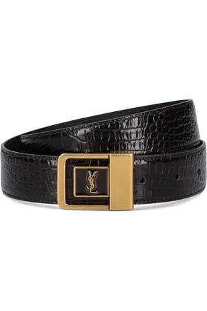 Saint Laurent 30mm Boucle La 66 Embossed Leather Belt