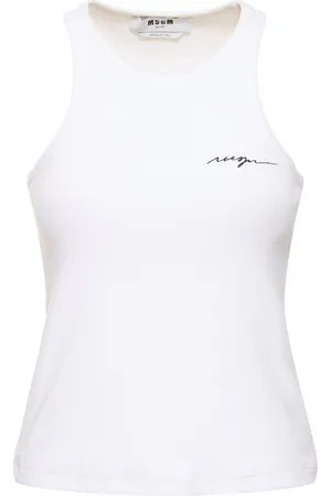 Msgm Ribbed Stretch Cotton Tank Top
