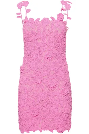 BLUMARINE Floral Macramé Cotton Blend Mini Dress