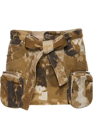 BLUMARINE Belted Denim Mini Cargo Skirt