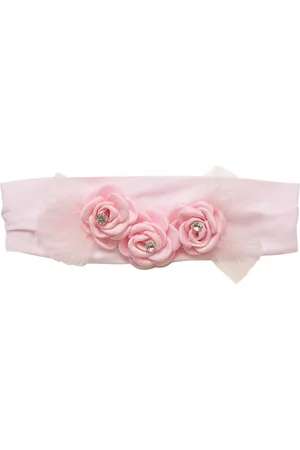 MONNALISA Stretch Cotton Jersey Headband W/flowers