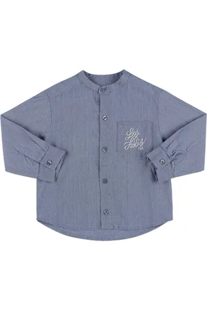 The New Society Cotton Chambray Shirt W/embroidery