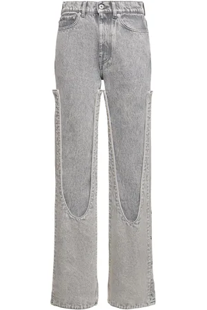 Y / PROJECT Denim Patchwork High Rise Flared Jeans