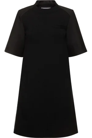 SACAI Cotton Gabardine Knit S/s Mini Dress